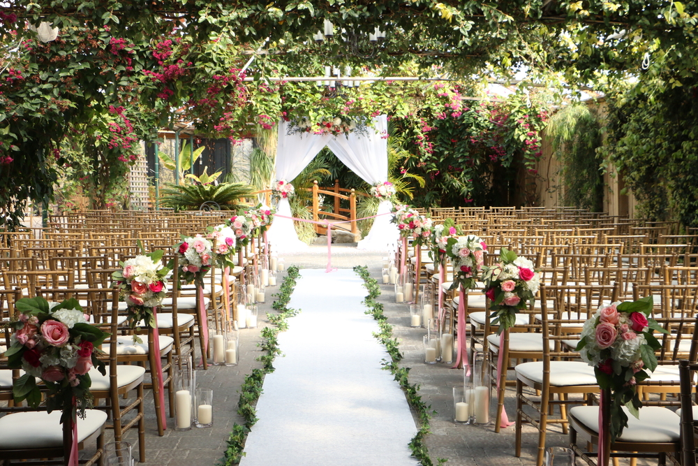 Wedding Venue with floral aisle markers