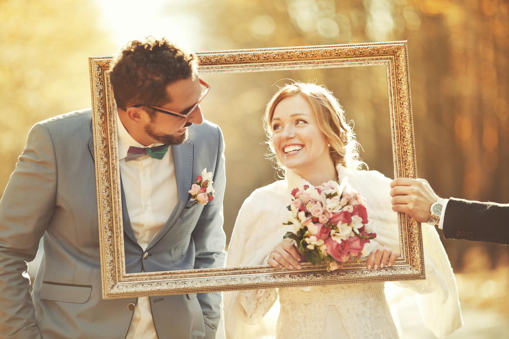 picture of a happy groom and bride