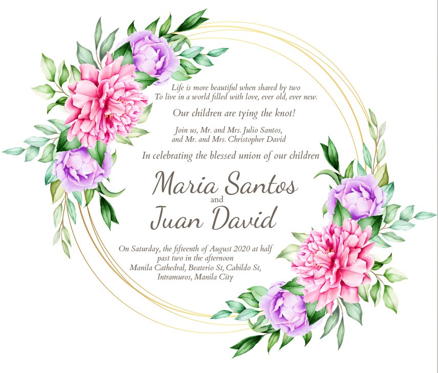What Are The Parts Of A Filipino Wedding Invitation Nuptials Ph