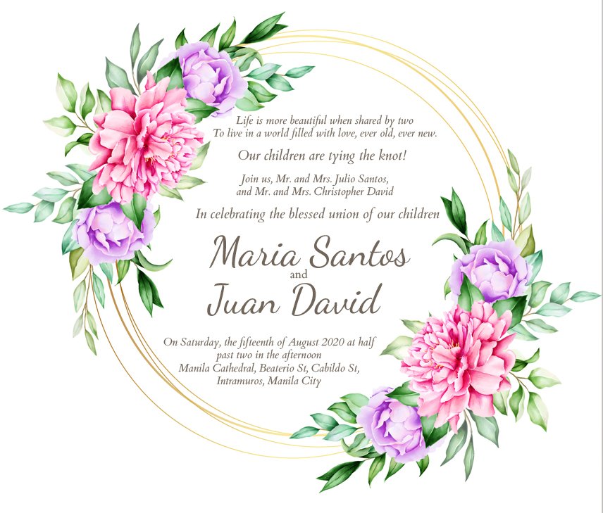What are the Parts of a Filipino Wedding Invitation Nuptials PH
