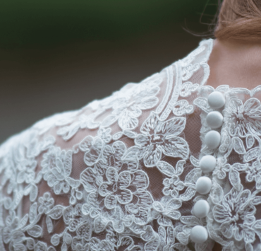 Back of a lace wedding gown
