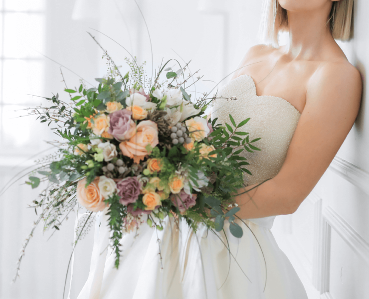 Bride holding bouquet