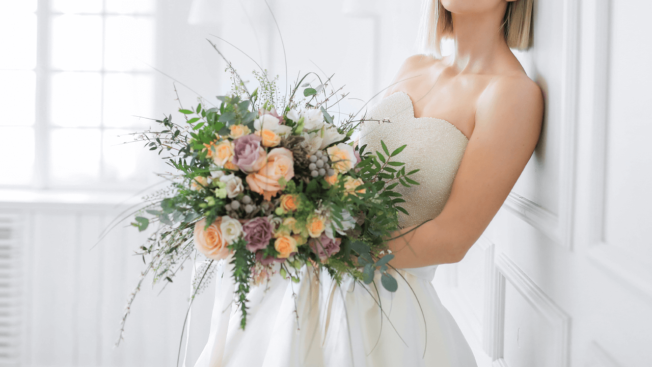 Bride holding bouquet