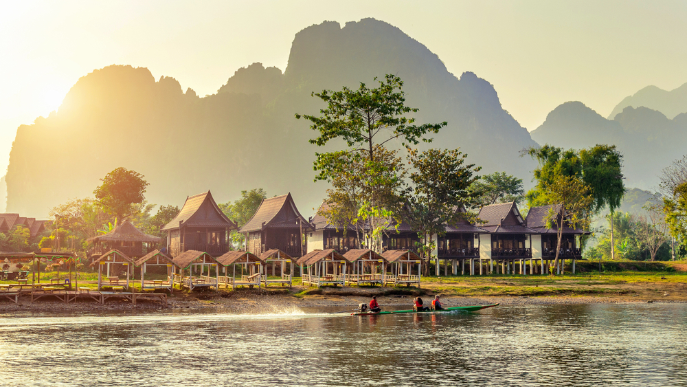 The Mekong River in Sri Lanka at sunset
