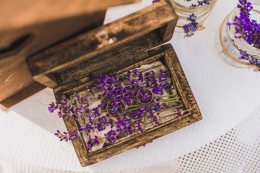 wedding rings in a box