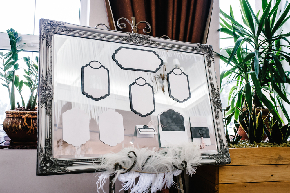 wedding seating chart with a mirror