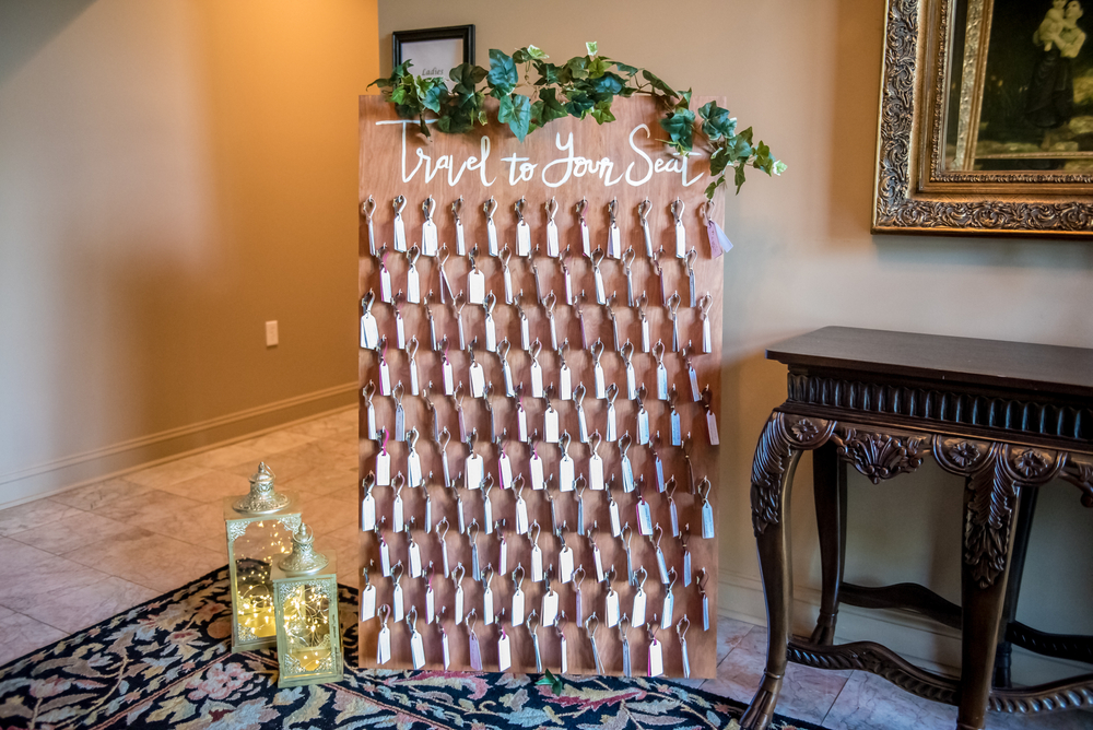 a travel-themed wedding seating chart
