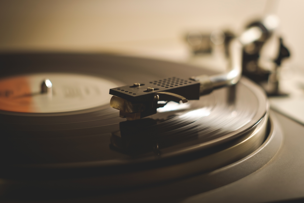 a gramophone with a vinyl record