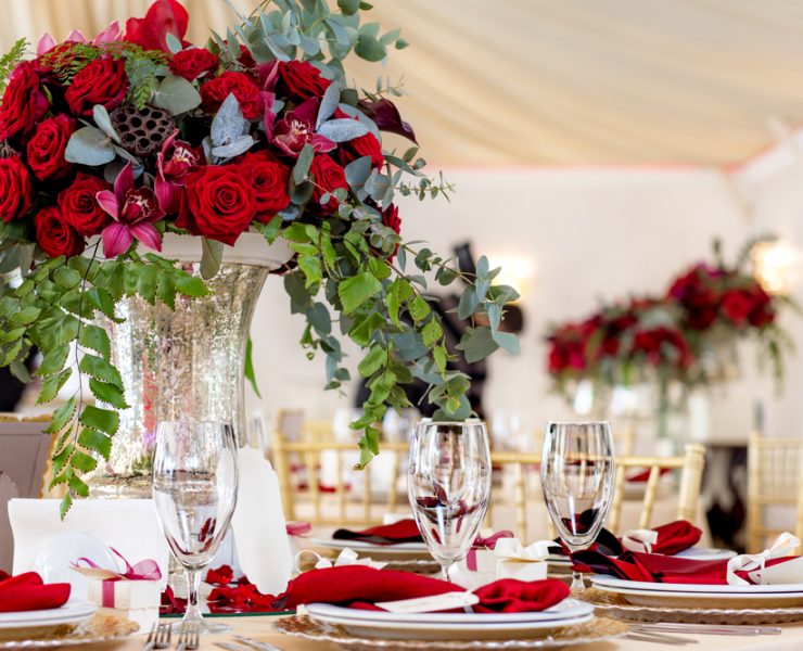 an impressive floral centerpiece at wedding