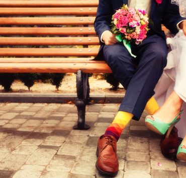 a trendy couple at their wedding