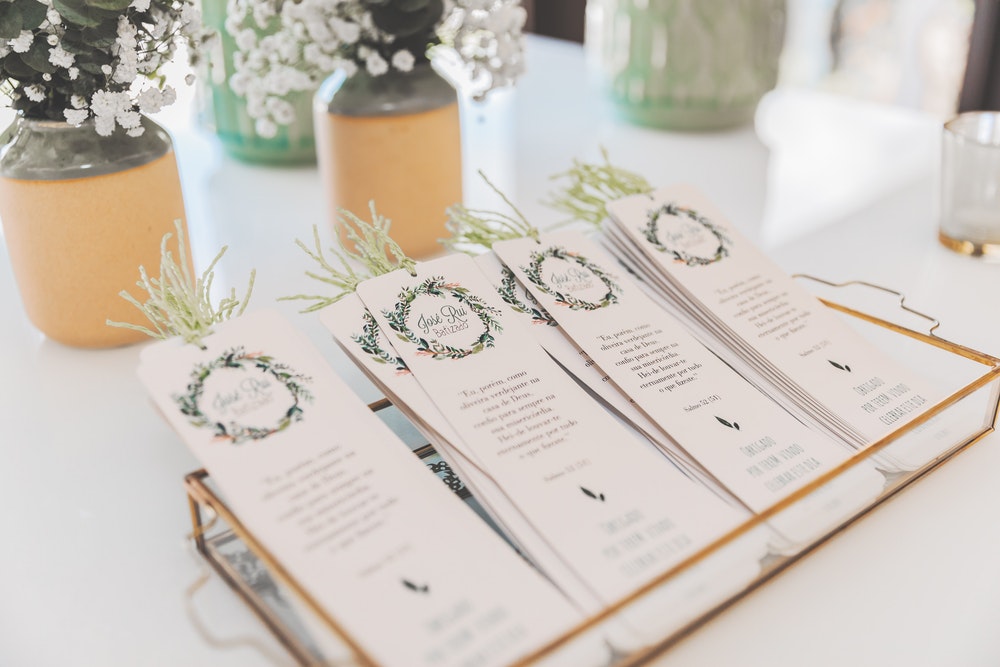 bookmarks on a tray