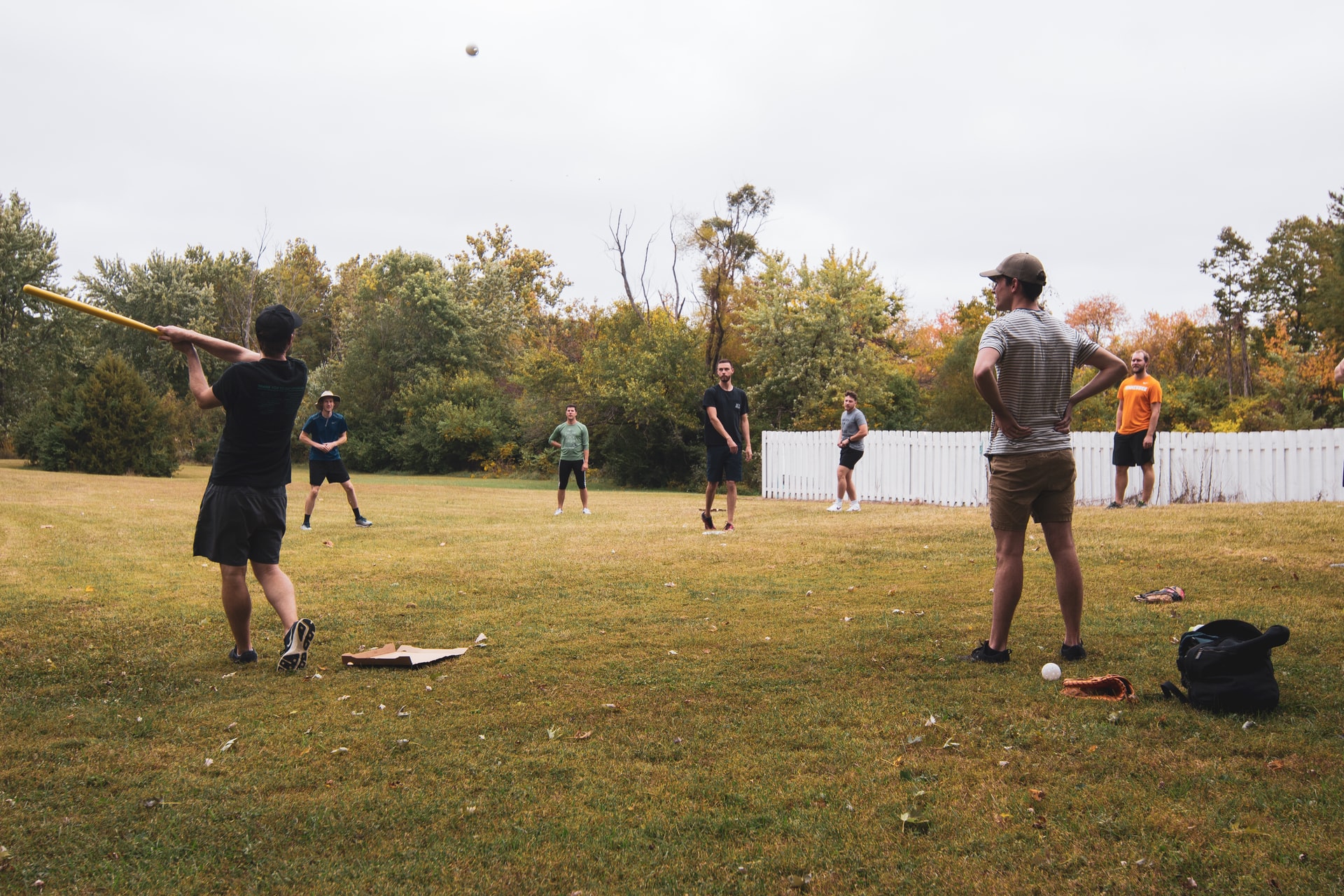 men playing baseball