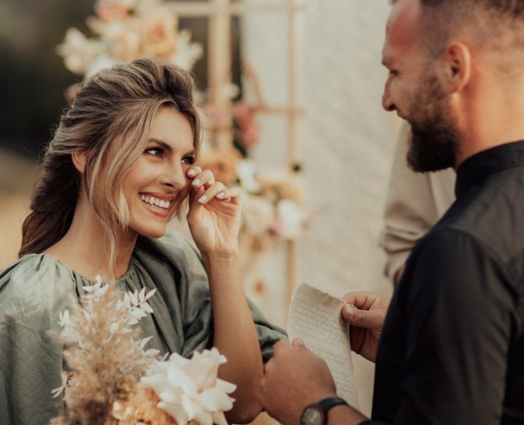 man and woman saying their vows during an elopement wedding