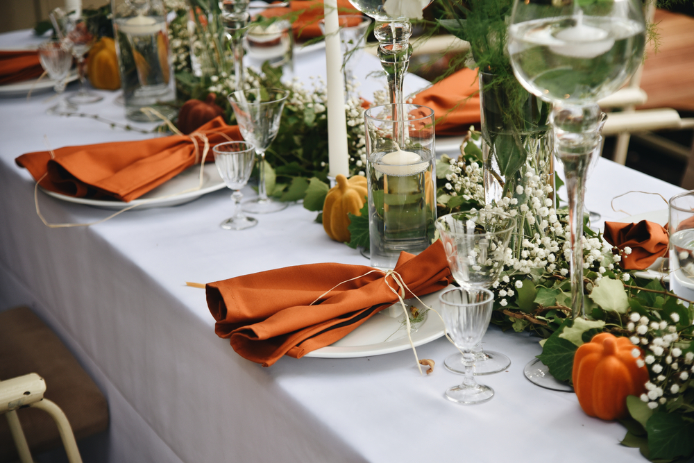wedding rehearsal dinner table with a rustic theme