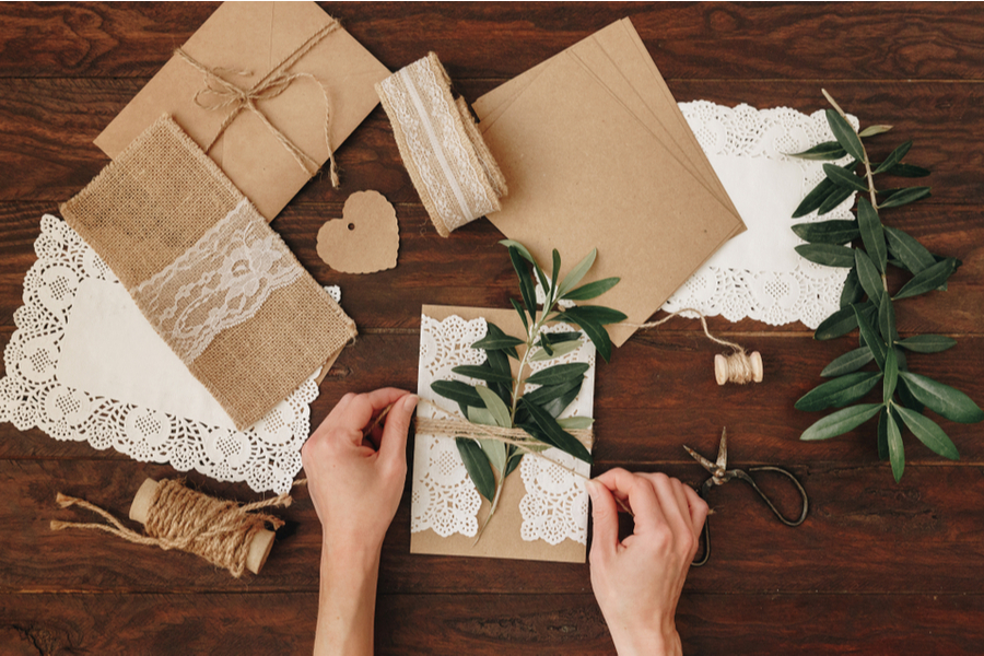 rustic DIY wedding invitation