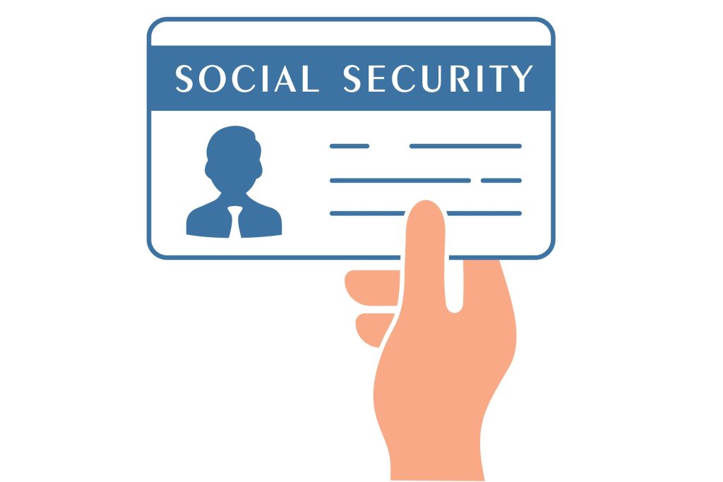 Hand holding a Social Security ID card vector illustration