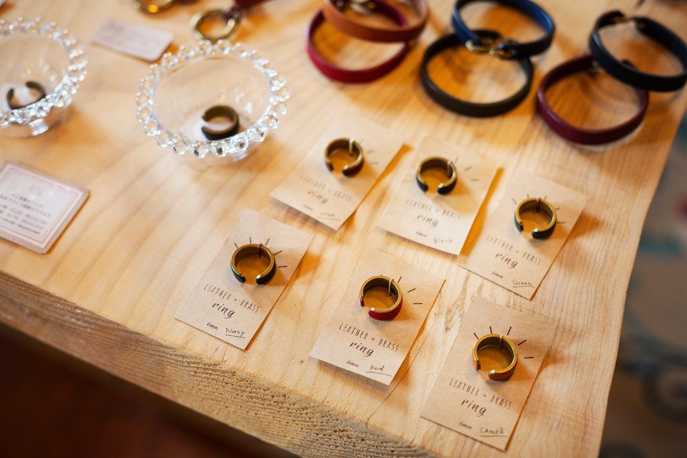 leather finger rings and bracelet on top