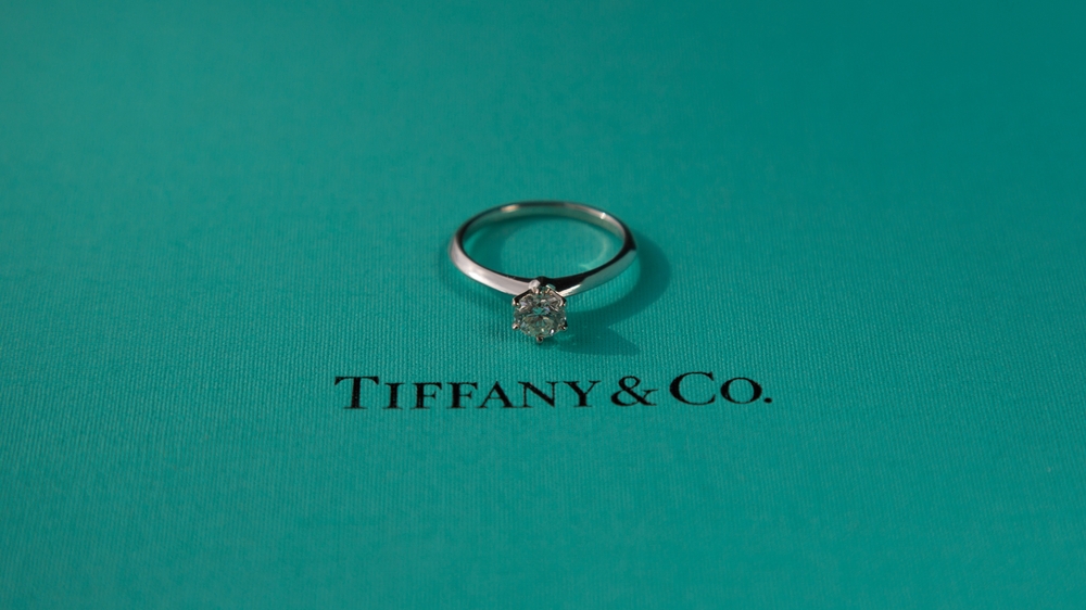 Tiffany & Co. solitaire six-prong setting diamond ring