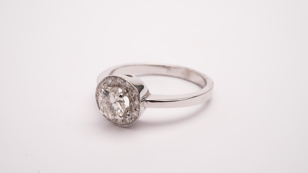 diamond Bezel Setting engagement ring on white background