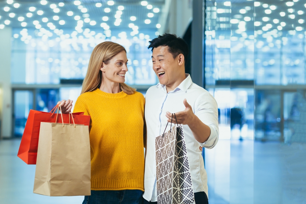 couple bought each other gifts at a mall