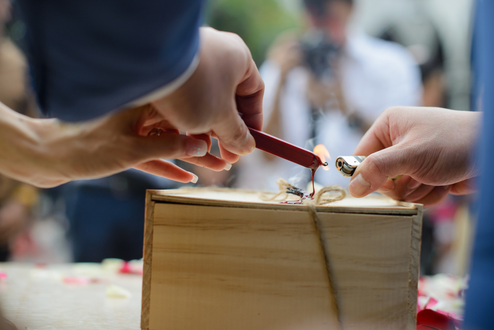 wedding time capsule with wax stamp