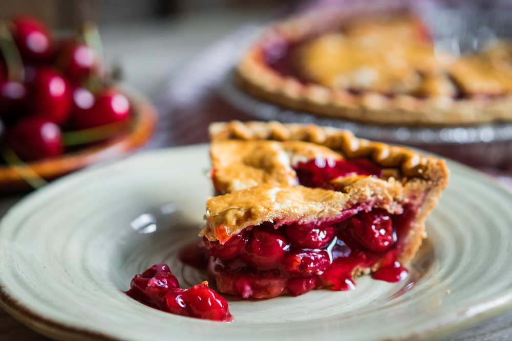 a slice of homemade cherry pie