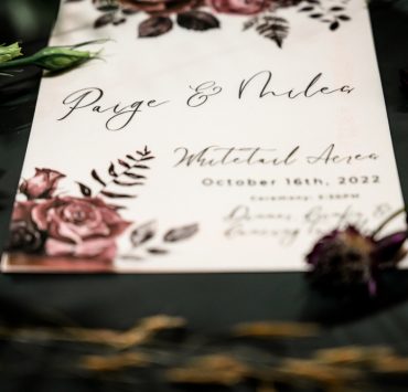 close up shot of a wedding invitation