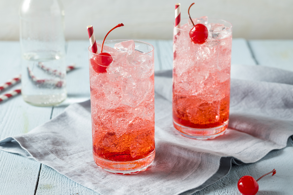 two glasses of Shirley Temple drinks