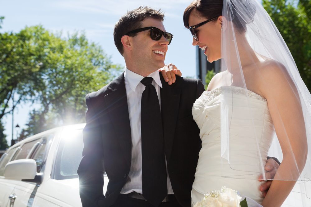 groom wearing sunglasses