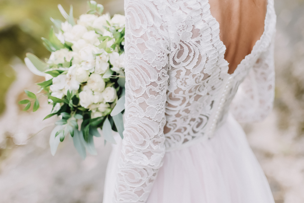 back details of a wedding dress