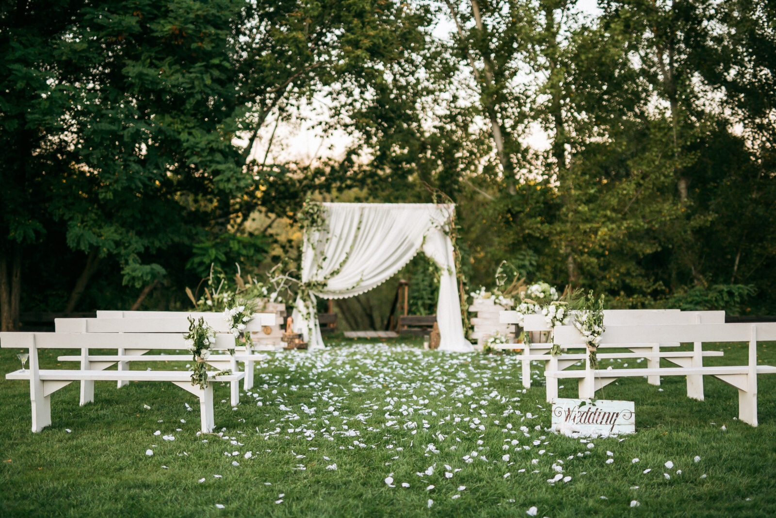 wedding aisle in a lush garden