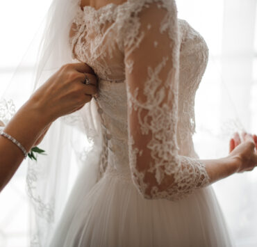 a bride with a long veil