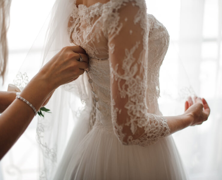 a bride with a long veil