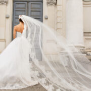 a bride with a long veil