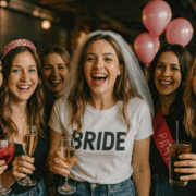 Bride and friends celebrating a fun bachelorette party