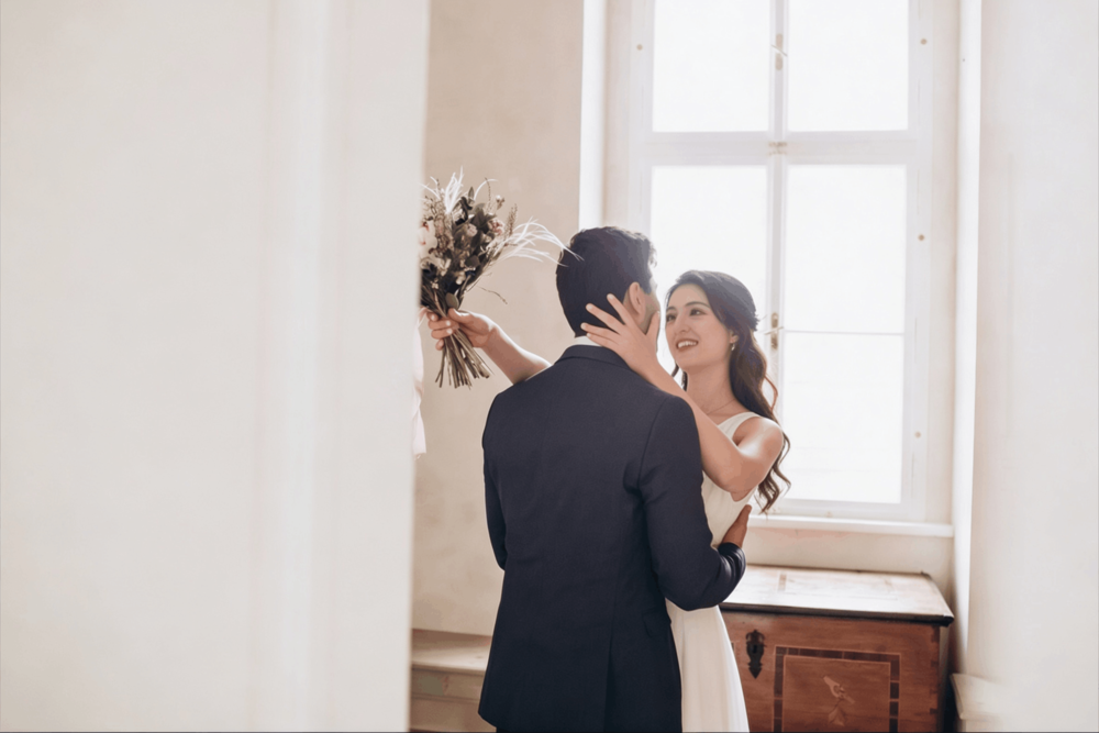 the newlywed sharing an intimate moment alone before the reception